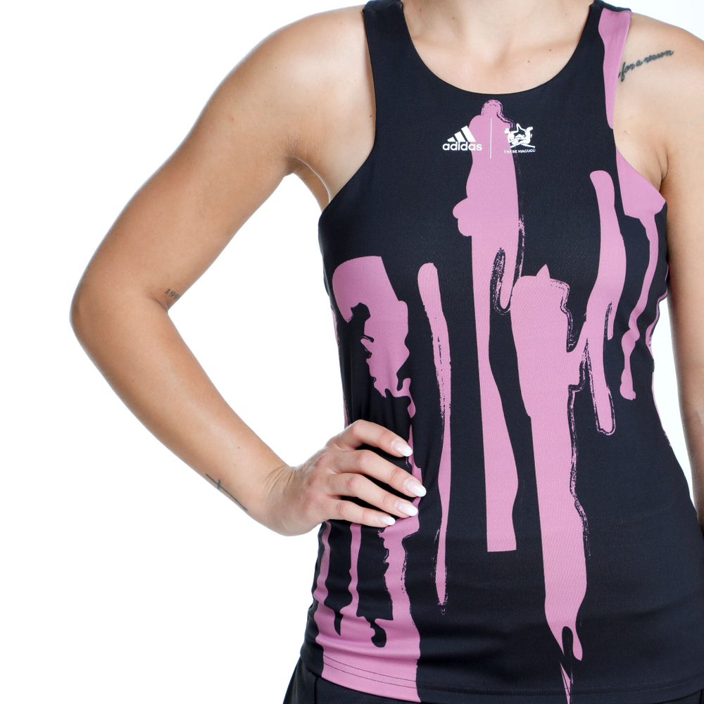 Женская теннисная майка adidas New York Y Tank Top Women - Black, Pink
