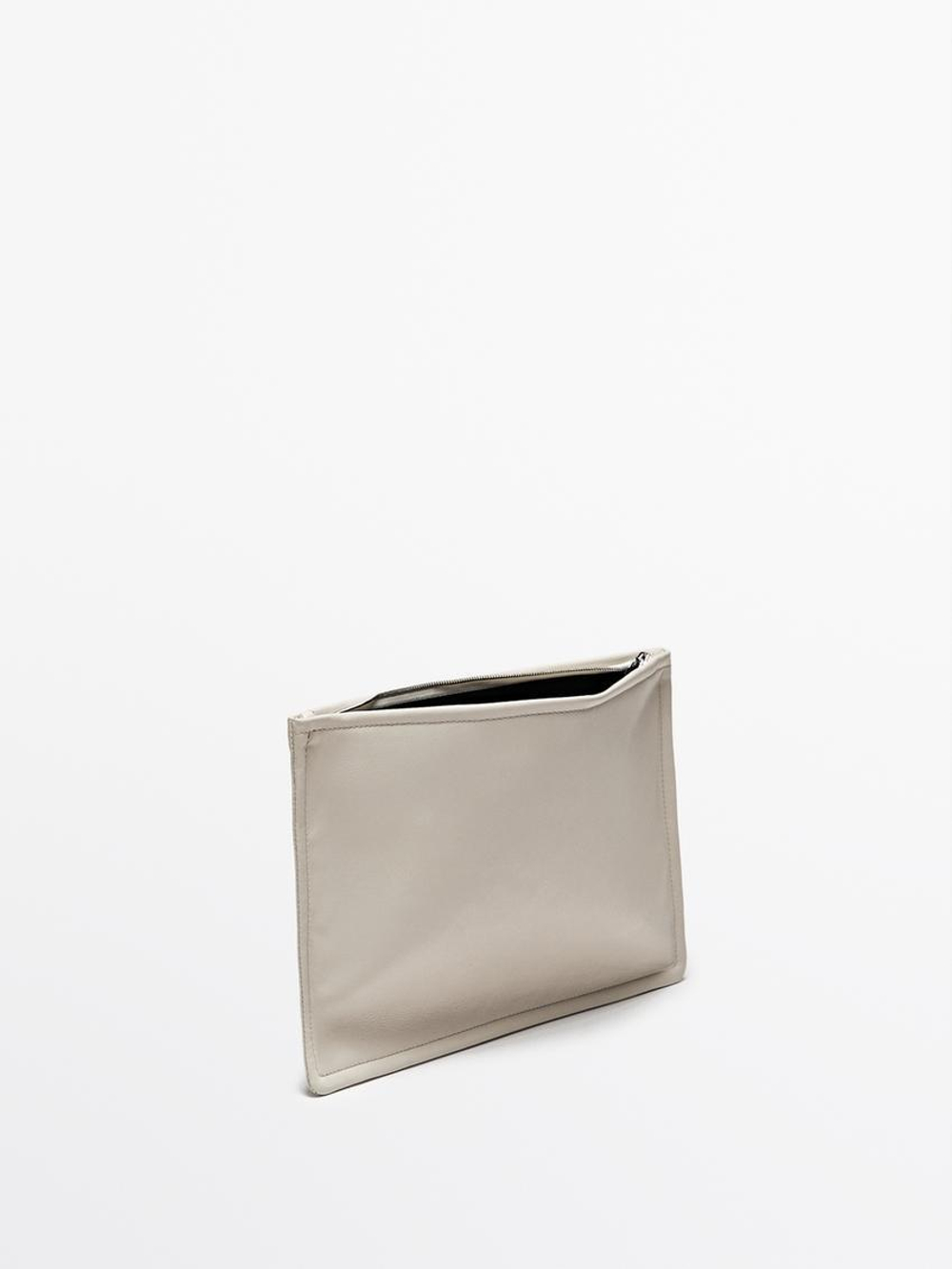 Massimo Dutti Маленькая сумка из кожи наппа с узлом, белый