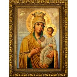 Избавительница. Икона Богородицы на льняном холсте.