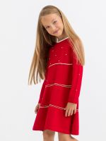 Платье для девочки 392 красный-белый