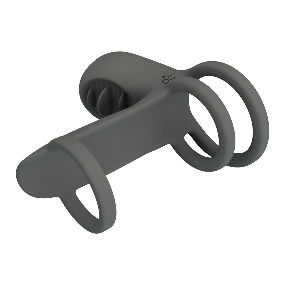 Серая насадка на пенис с 12 режимами вибрации (Цвет: серый)