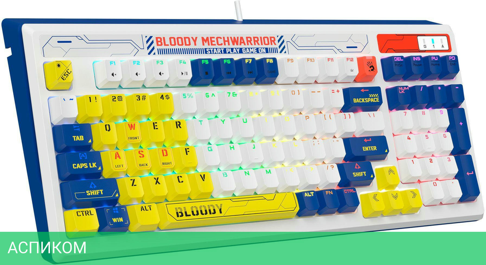 Клавиатура A4Tech Bloody B950 синий/белый