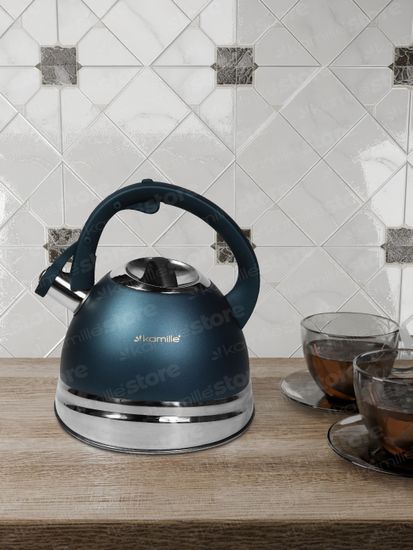 Чайник для плиты 3 л. со свистком Kamille KM 0861 из нержавеющей стали