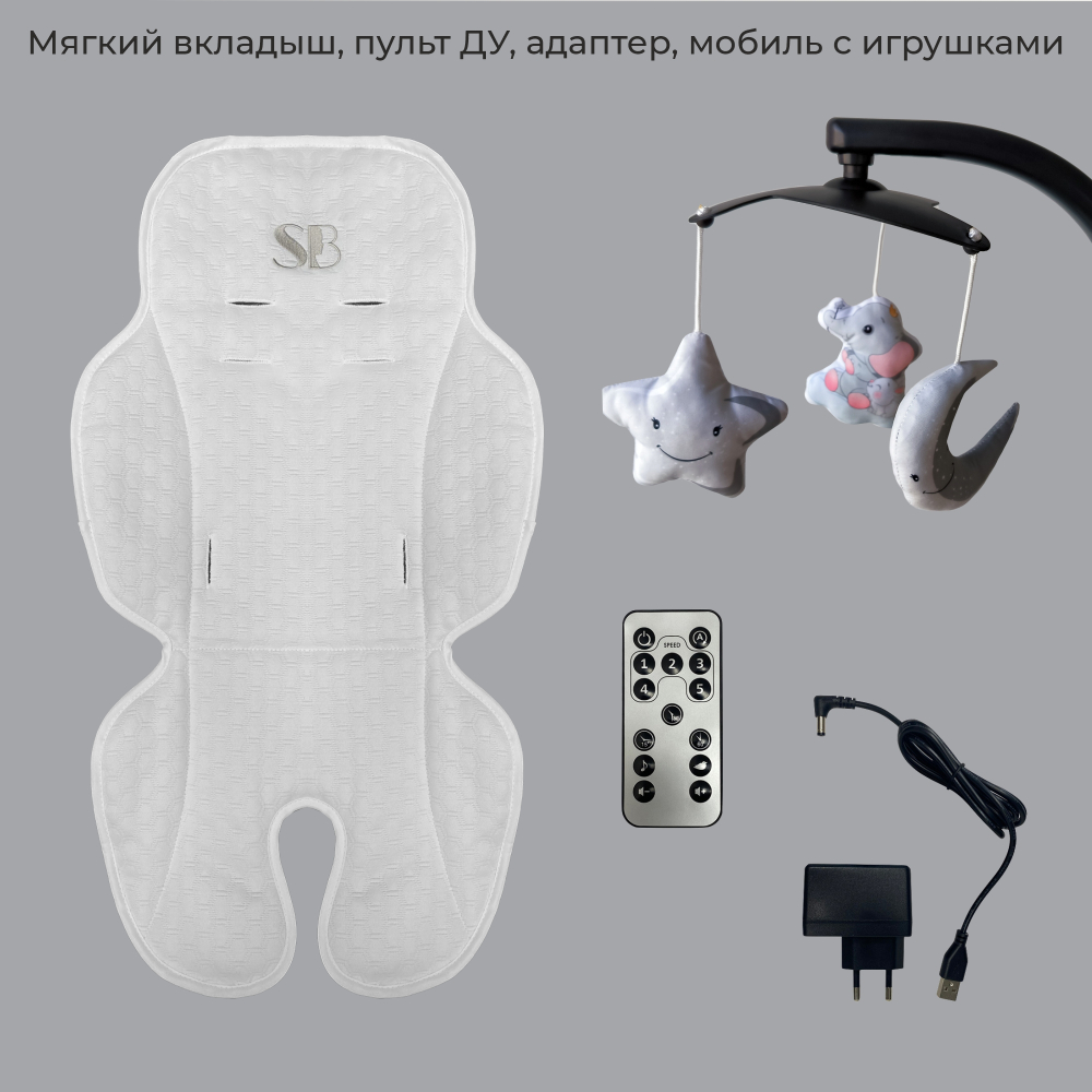 Стульчик для кормления - Электрокачели Sweet Baby Amuleto Steel Grey