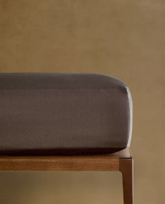 ZARA HOME (300 НИТЕЙ) НАТЯЖНАЯ ПРОСТЫНЯ ИЗ ХЛОПКА, КОРИЧНЕВЫЙ