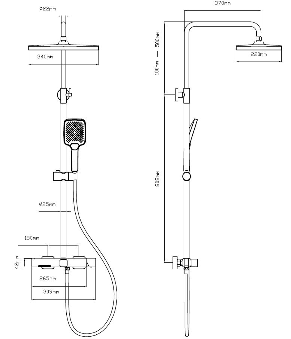 Душевая стойка Vincea Core VSFS-4CO1CH с изливом, хром
