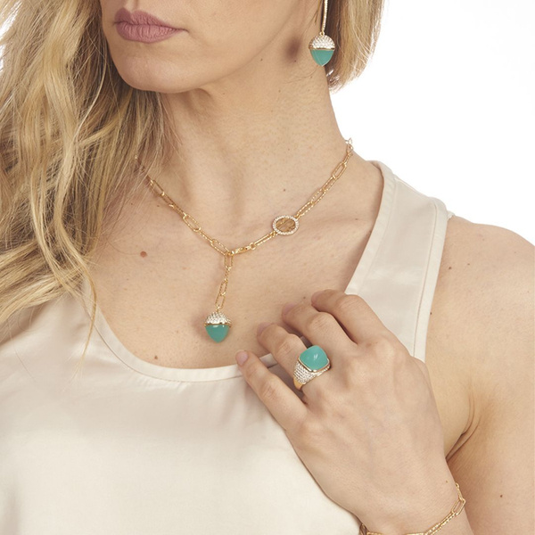 Колье Boccadamo Caleida KGR006DZ  BL/G с кристаллами Swarovski, покрытием золотом
