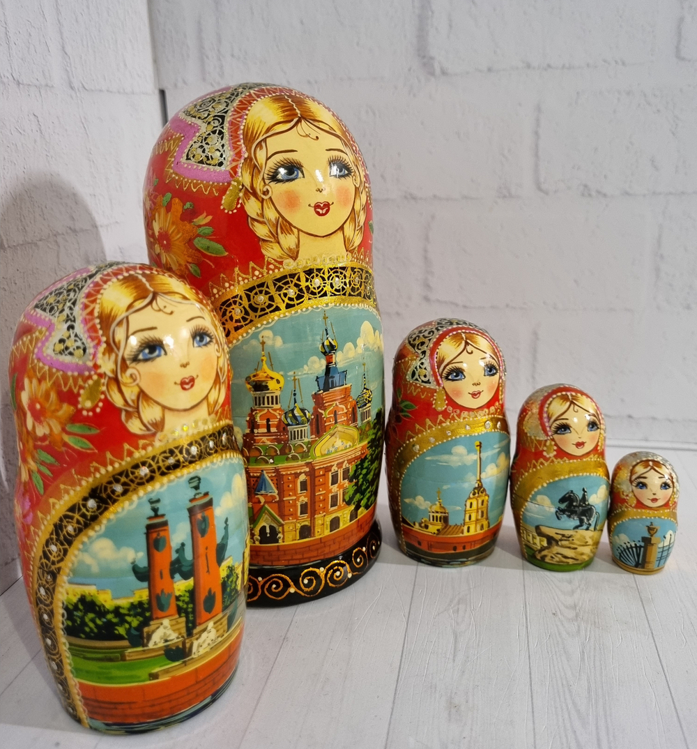 Матрешка "Виды города" 5 мест