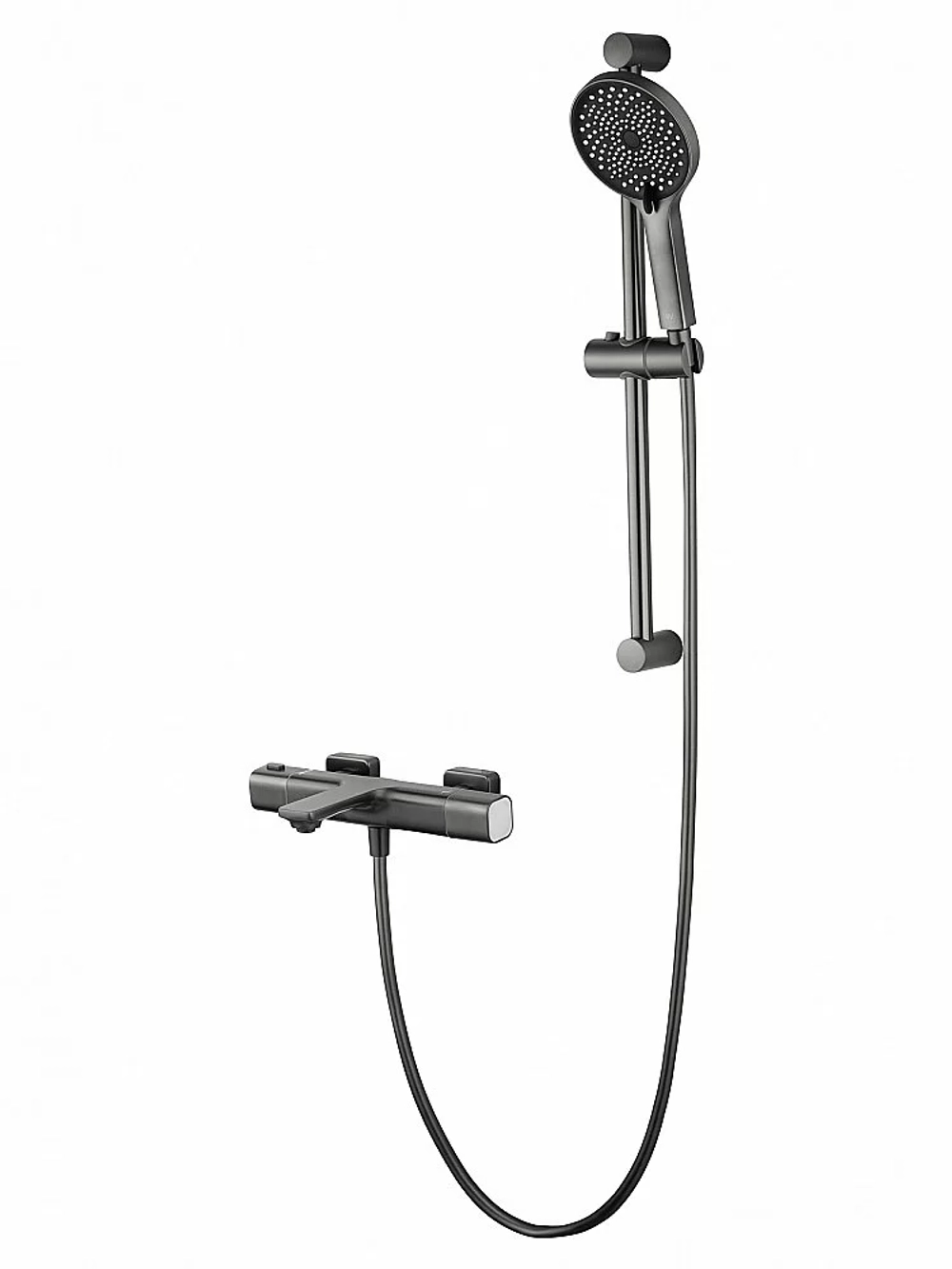 Смеситель для ванны с душевым гарнитуром и термостатом WONZON & WOGHAND SOLID WW-C2011-A-BGG темный графит
