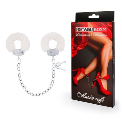 Белые меховые оковы на сцепке с ключиками (Цвет: белый)