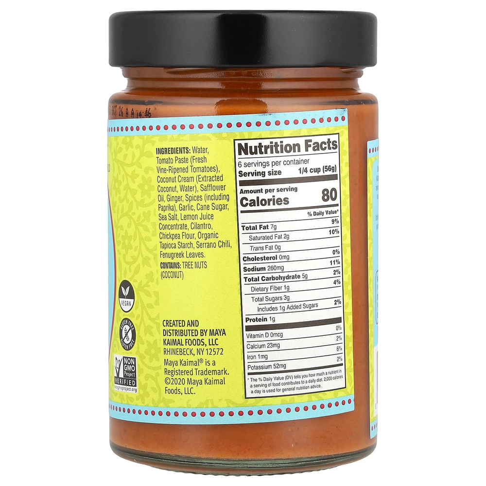Maya Kaimal, Vegan Tikka Masala, индийский соус на медленном огне, мягкие поджаренные специи и острый томат, 354 г (12,5 унции)