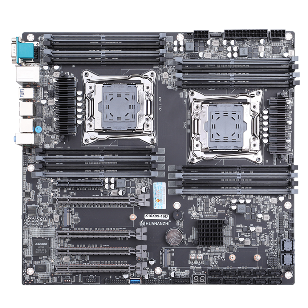 Материнская плата с процессором HUANANZHI X10X99-16D, Socket2011-3(x2), Xeon E5-2690v4 (x2), EATX, Retail, Socket2011-3(x2), 16xDDR4, PCIe3.0, 2xM.2, GLAN, 6xUSB2, 5xUSB3, VGA (HNZ-X10X99-16D-2690v4)