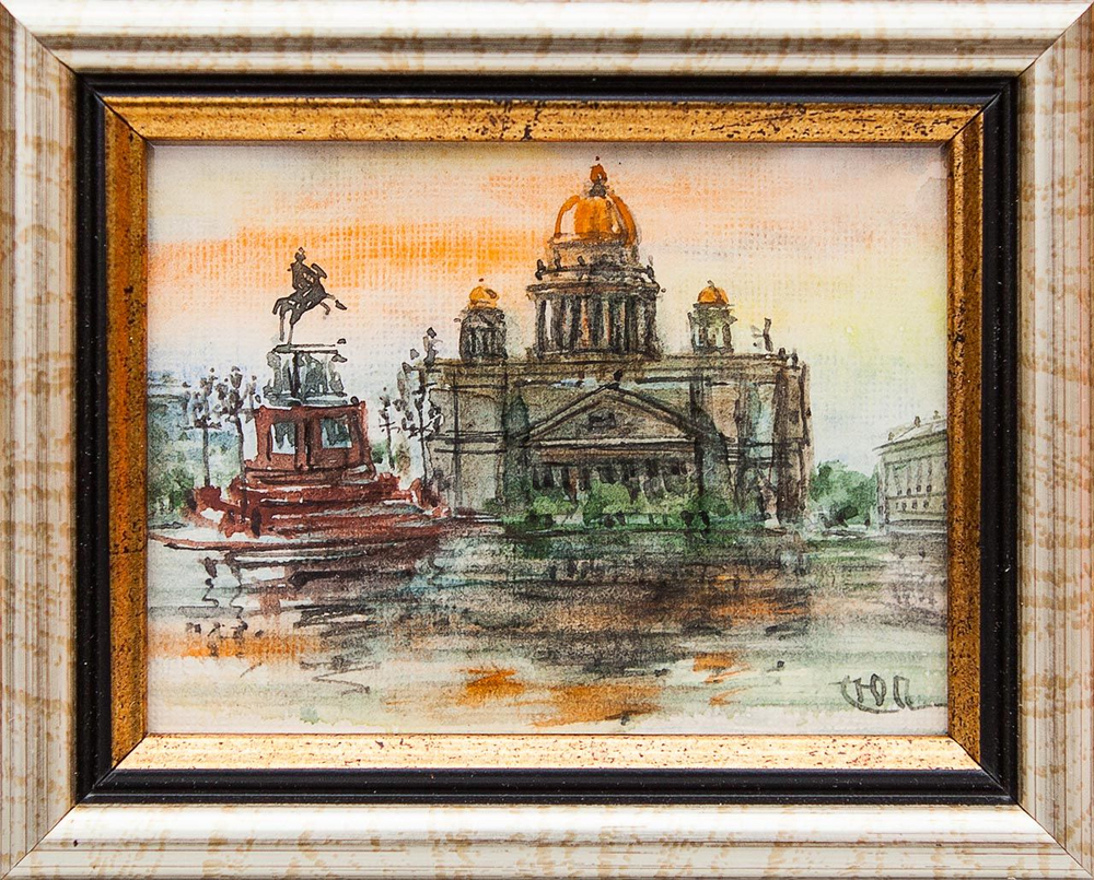 Картина акварелью "Виды СПб" Лопухова