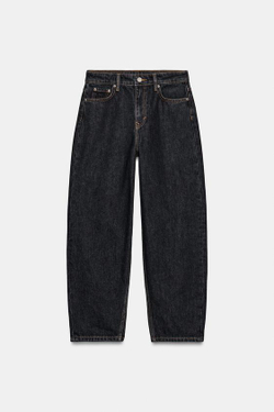 ZARA ЗАУЖЕННЫЕ ДЖИНСЫ СО СРЕДНЕЙ ПОСАДКОЙ — ZW COLLECTION, СИНИЙ