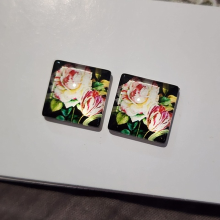 Принт, 12мм, квадрат, стеклянный кабошон