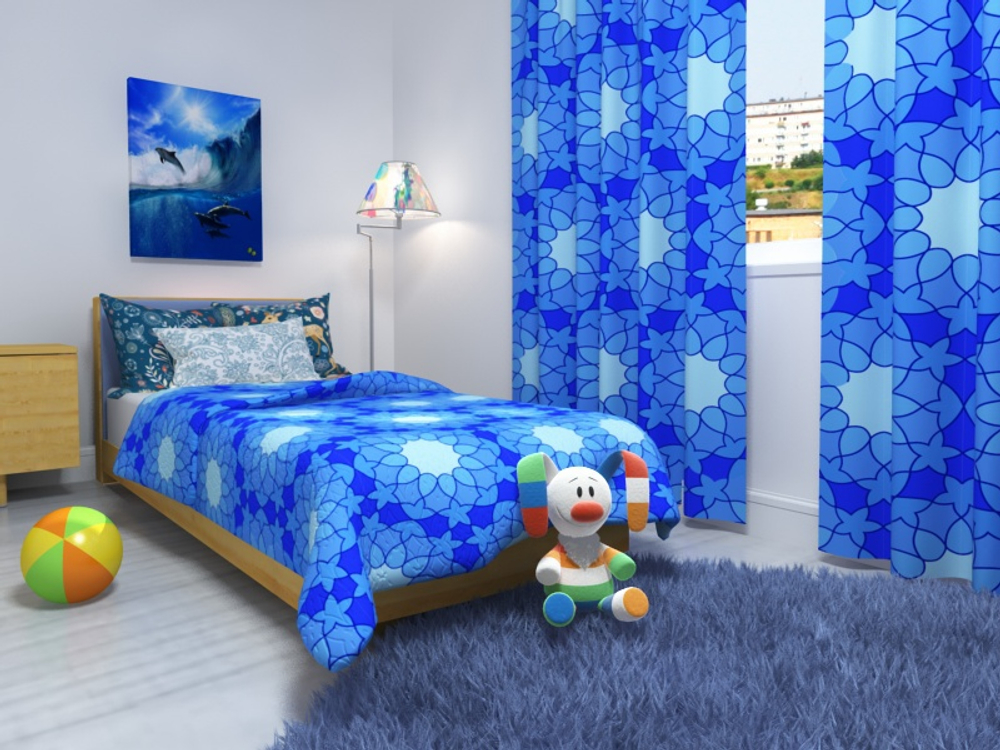 Дизайнерское покрывало: Ультрамариновые цветы