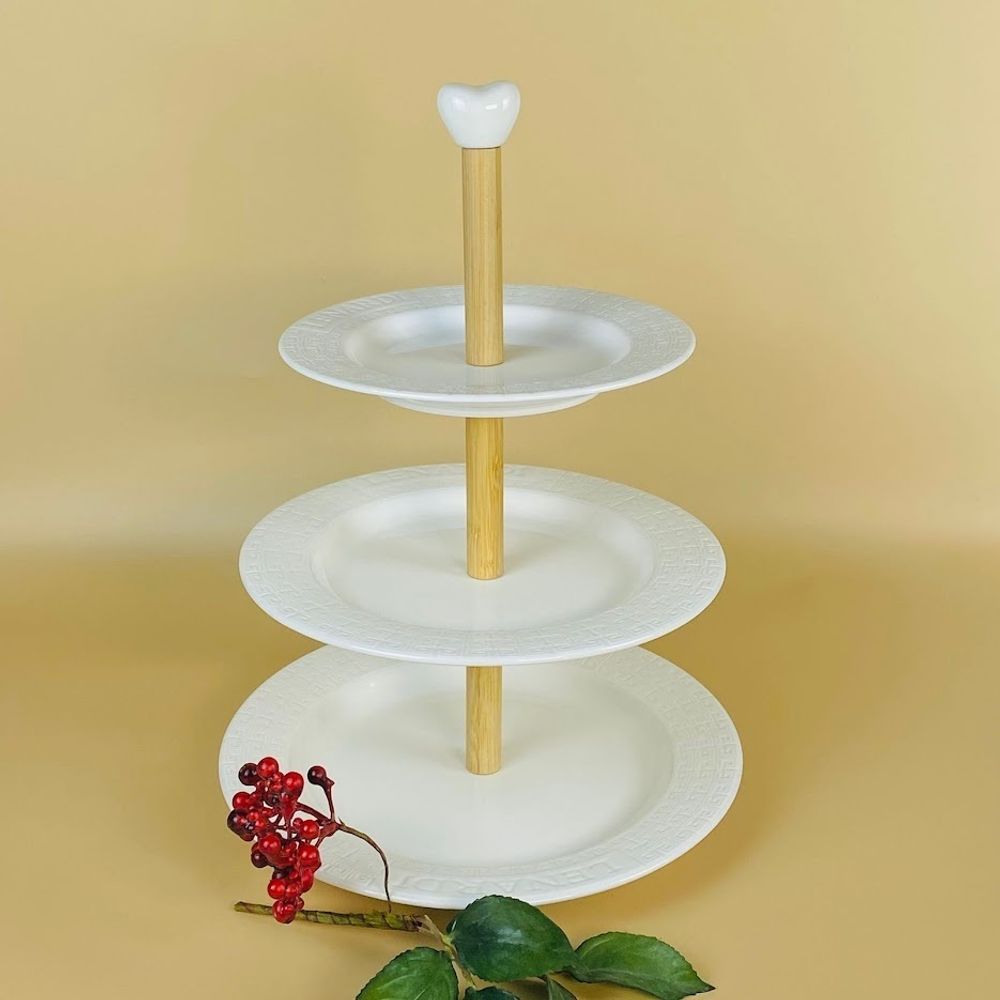 Lenardi 140-135 Трехъярусная этажерка 25,5/23,5/19,5см BAMBOO в под.уп.(х10)Фарфор