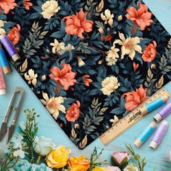 Ткань премиум дюспо цветы в лунном свете