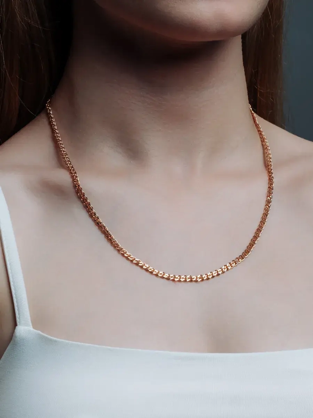 Цепочка Нонна серебряная позолоченная, ширина 2,8 мм