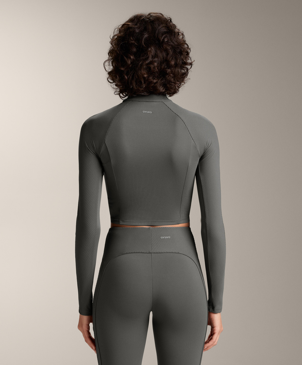 Oysho Топ Comfortlux с длинными рукавами, темный антрацит