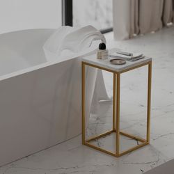 Набор из 2-х столиков Mayen Gold, белые/золотистые