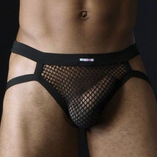 Мужские трусы джоки в сетку Manstore Micropo Black Jock