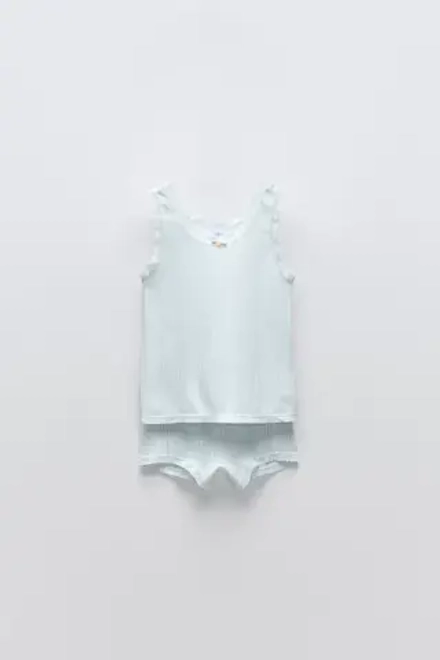 ZARA КОМПЛЕКТ ИЗ ФУТБОЛКИ И ШОРТ, СИНИЙ