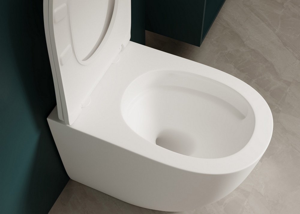 Унитаз ABBER Bequem AC1111TMW приставной белый матовый, безободковый, смыв торнадо