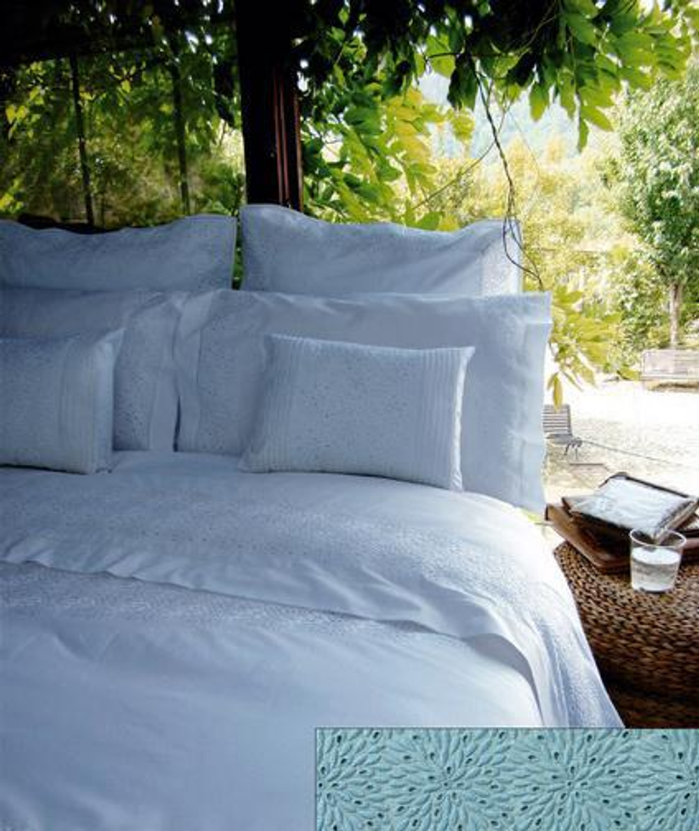 Элитная наволочка хлопковая Флер голубая от Bovi