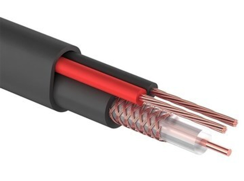 Кабель для видеонаблюдения (КВК) КВК-П-2 + 2x0,75мм², медь, наружный, тип О, бухта 200м, REXANT