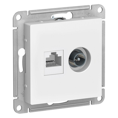 ATLASDESIGN РОЗЕТКА двойная ТВ + компьютерная RJ45, кат. 5Е, БЕЛЫЙ ATN000189