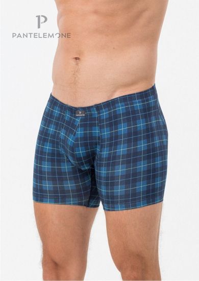 Трусы мужские боксеры удлинённые Pantelemone PMHL-1506, клетка темно-синяя/деним