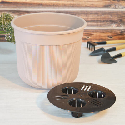 Горшок цветочный Сканди 2л с дренажной вставкой, какао