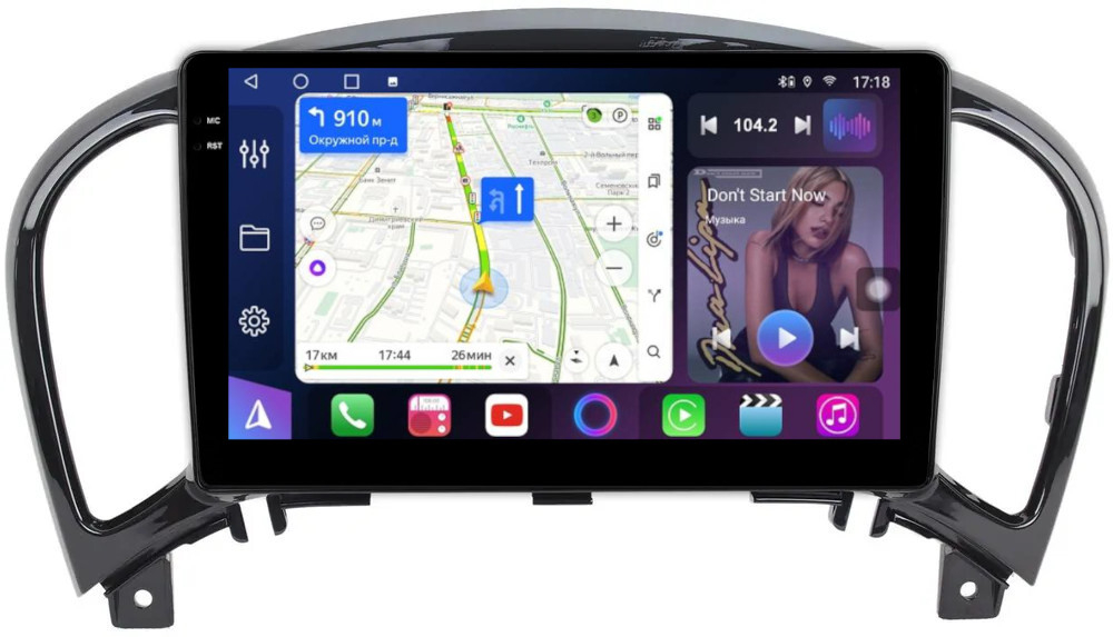 Магнитола для Nissan Juke 2011-2019 - FarCar BM749M монитор 9.5" QLED на Android 14, TS10, 4+32Гб, CarPlay, 4G SIM-слот