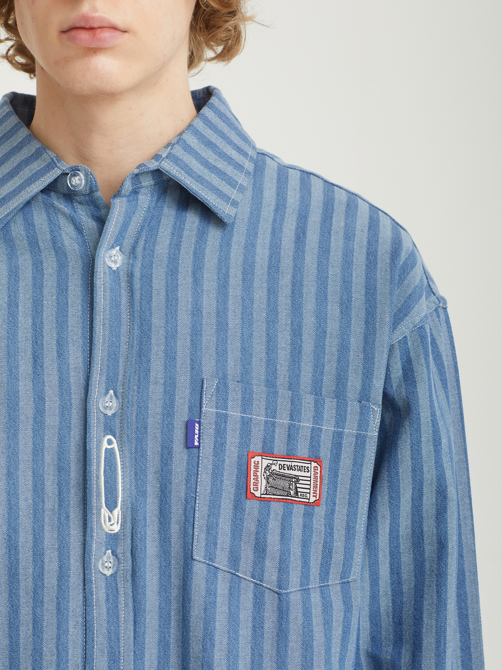 Мужская Рубашка Striped Denim - Pins