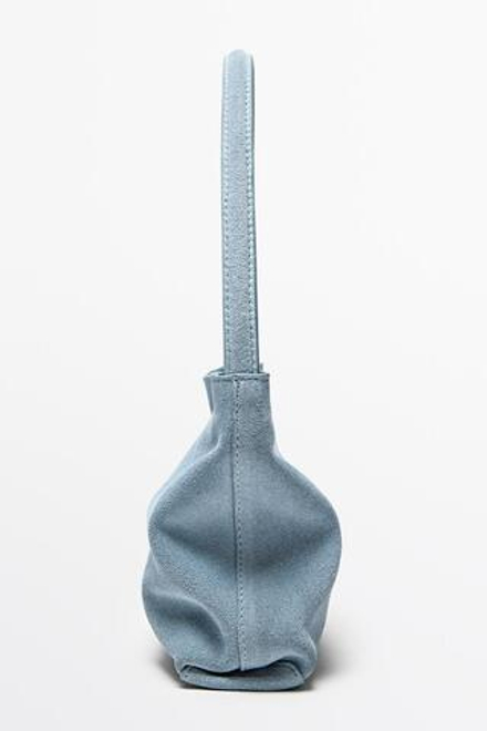 Massimo Dutti Сумка через плечо из натуральной замши, светло-голубой