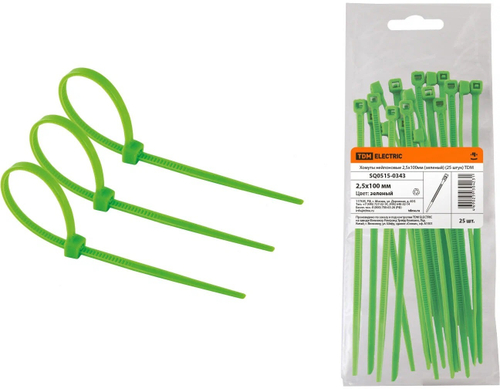 Стяжка нейлон 4,8*300мм зеленые TDM (уп/25шт)