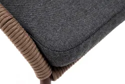 "Милан" стул плетеный из роупа, каркас алюминий коричневый (RAL8016) муар, роуп коричневый круглый, ткань темно-серая 027