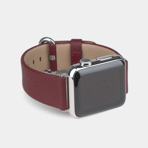 Ремешок для Apple Watch  44/45/46 mm из кожи теленка, бордового цвета