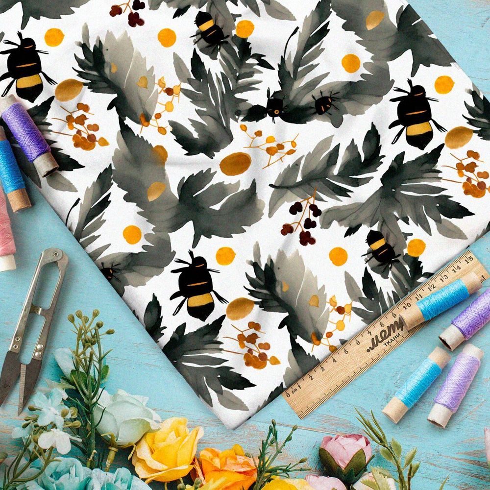 Ткань Барби насекомые акварелью