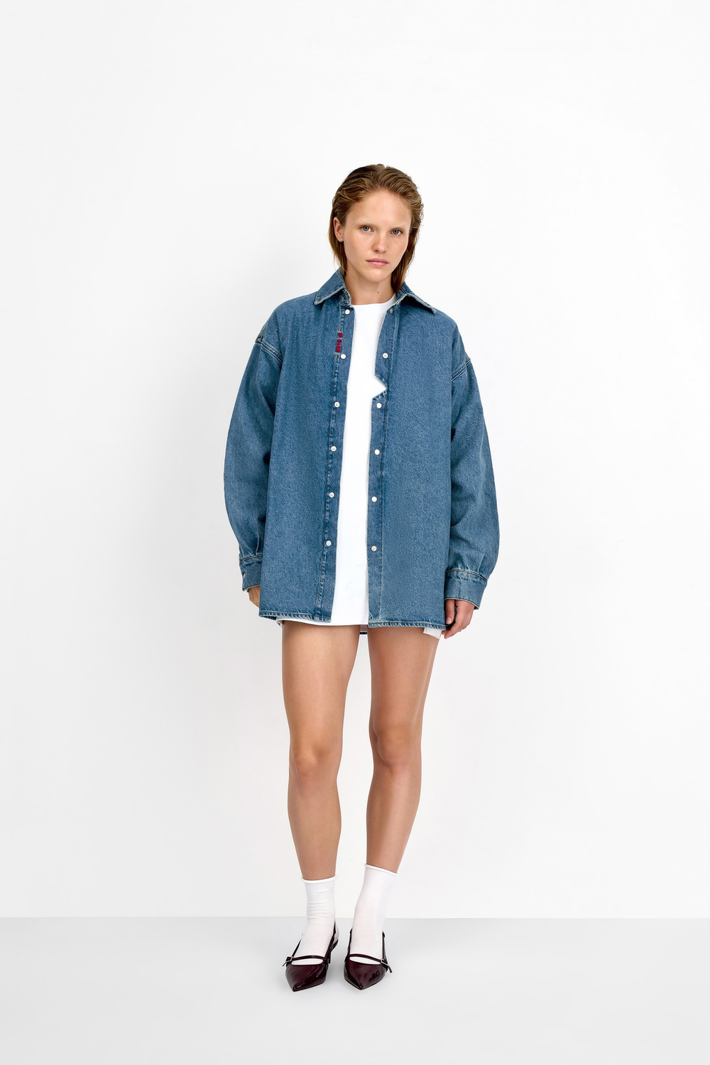 Джинсовая рубашка женская WOMAN JEANS SHIRT DARK BLUE