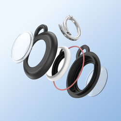 Водонепроницаемый чехол для для AirTag, в комплекте 4 штуки (черный, белый, синий и розовый) с кольцом, Dux Ducis