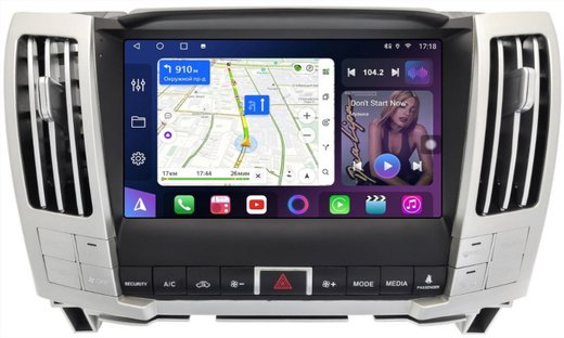 Магнитола для Toyota Harrier XU30 2003-2013, Lexus RX 2003-2009 (ШГУ цветной, рамка наверх тип 2) - FarCar XXL9-9660F2 монитор 9.5" 2K QLED на Android 14, TS20, 8+256Гб, CarPlay, 4G SIM-слот