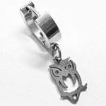 Серьга кольцо с подвеской "Сова" (14х8мм) для пирсинга уха. Медицинская сталь. Цена за одну штуку!
