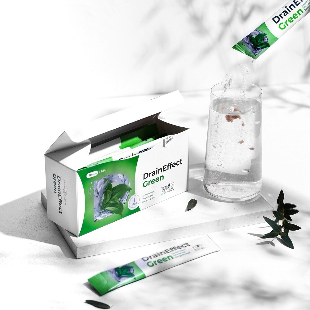 DrainEffect Green Дренирующий напиток 20 стиков, вкус мятный