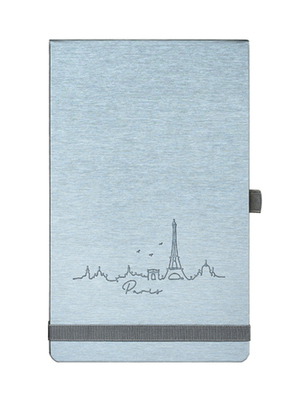Блокнот "Reporter" А5 96 листов твердая обложка из эко-кожи Metallic серебристый с тиснением "Paris"