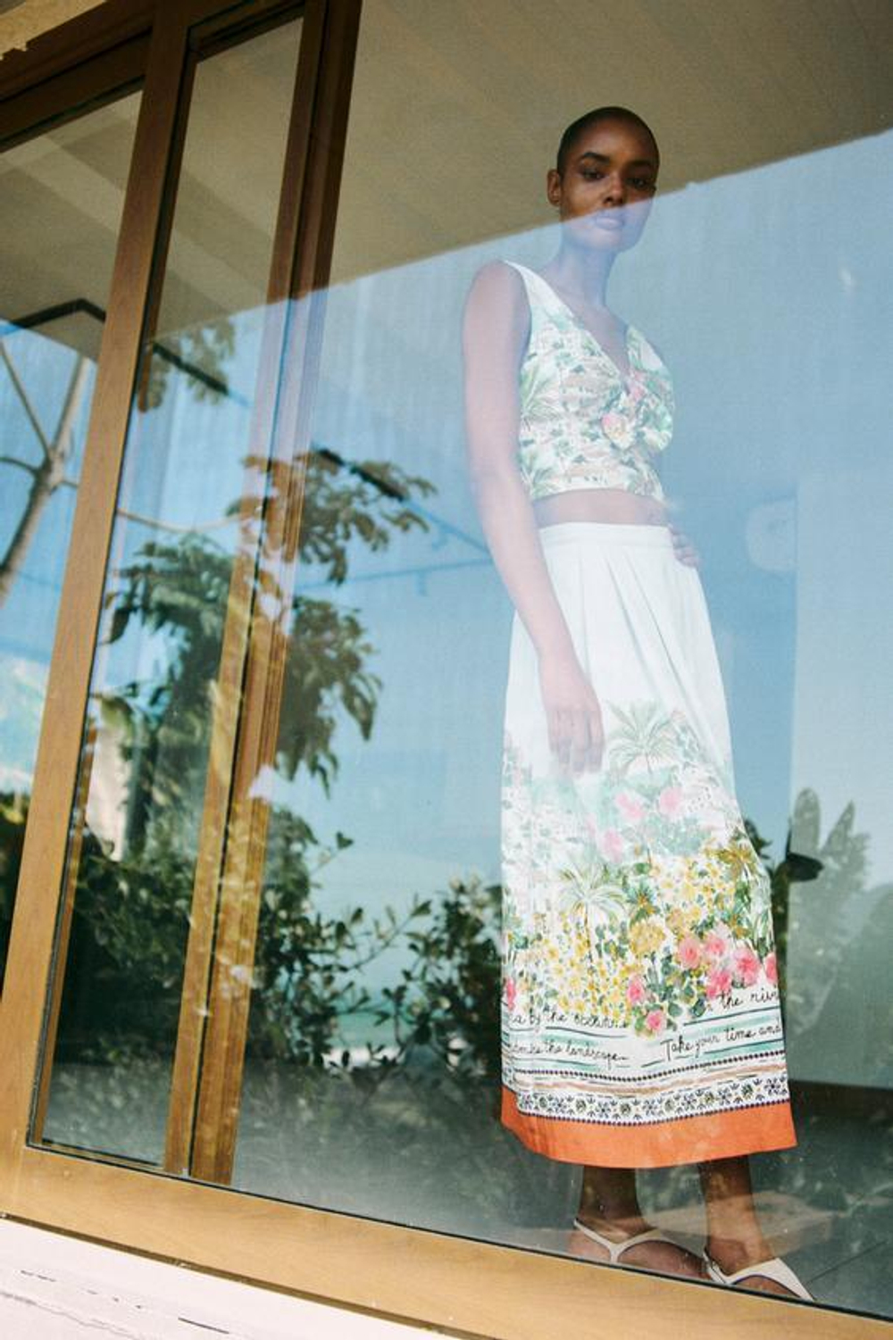 ZARA ЮБКА-НАКИДКА МИДИ С ПРИНТОМ, РАЗНОЦВЕТНЫЙ