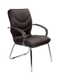Кресло для посетителей Leeds Chrome D кожа коричневая