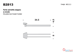 Полотенцедержатель двойной 34.5см. Colombo Land  B2813, хром схема