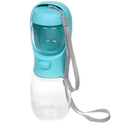 Поилка - кормушка портативная прогулочная с кнопкой «ЛЮБИМЫЙ БРО», цвет голубой, 350мл (коробка)